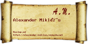 Alexander Miklós névjegykártya