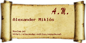 Alexander Miklós névjegykártya