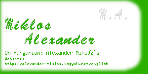 miklos alexander business card